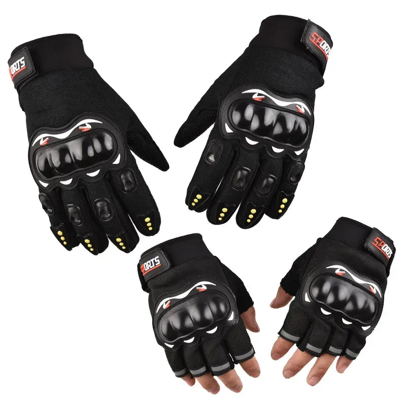 1 Pair Outdoor Sports Gloves Riding Hard Shell Full Finger Gloves Breathable Protective Bicycle Motorcycle Full Finger Gloves