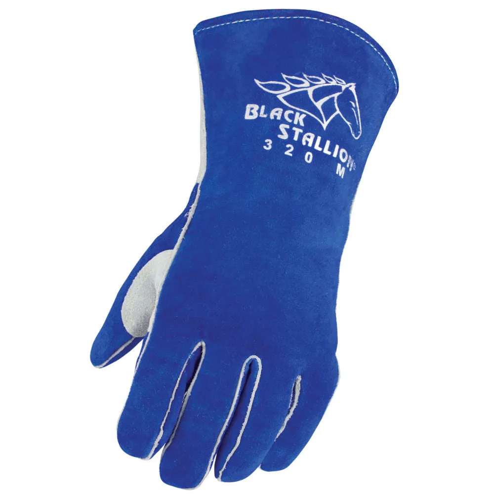 Black Stallion 320S Side Split Cowhide Stick Glove with CushionCore Liner, Small