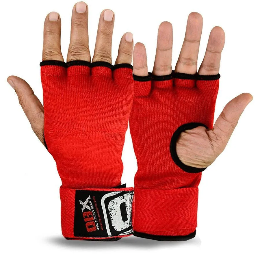 Boxing Padded Gloves Long Wraps Foam Padded MMA Fight Pair Red