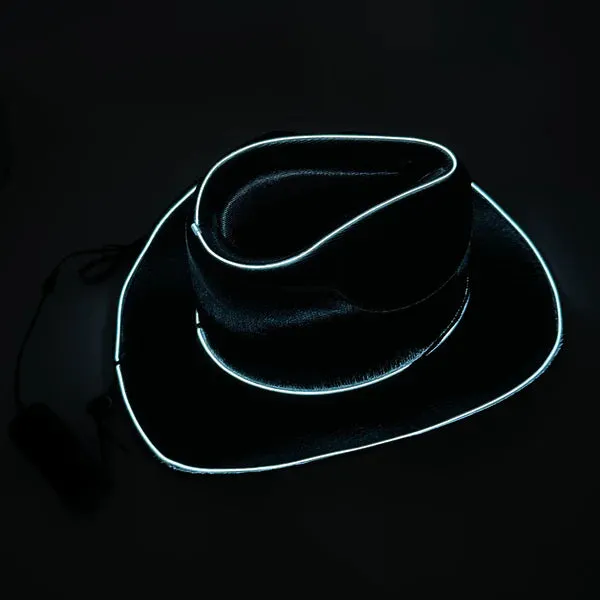 EL WIRE Light Up Iridescent Space Black Cowboy Hat - Pack of 36 Hats