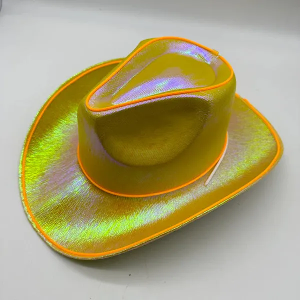 EL WIRE Light Up Iridescent Space Gold Cowboy Hat - Pack of 3 Hats