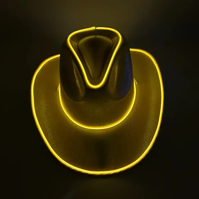 EL WIRE Light Up Iridescent Space Gold Cowboy Hat - Pack of 3 Hats