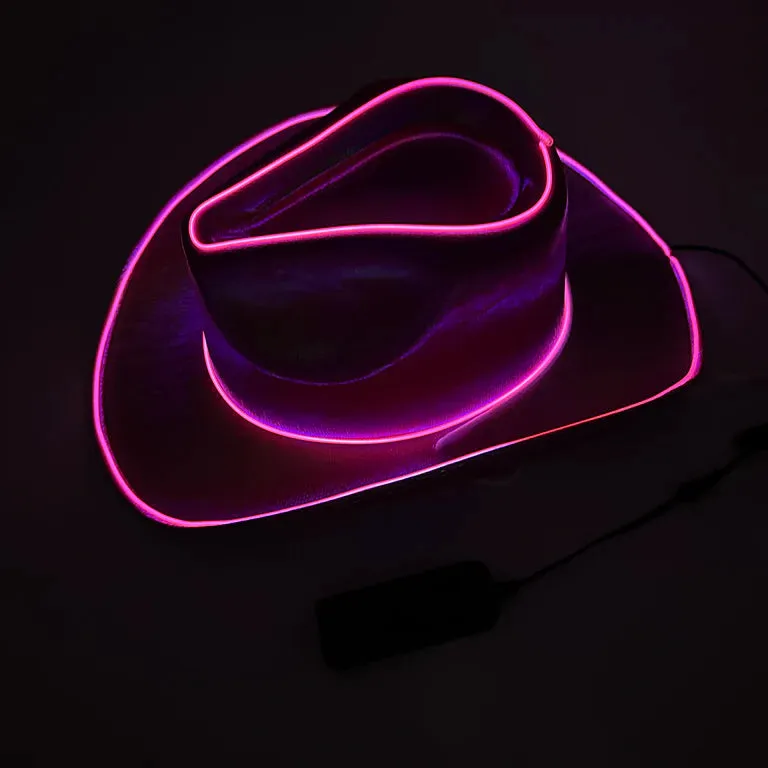 EL WIRE Light Up Iridescent Space Pink Cowboy Hat - Pack of 12 Hats