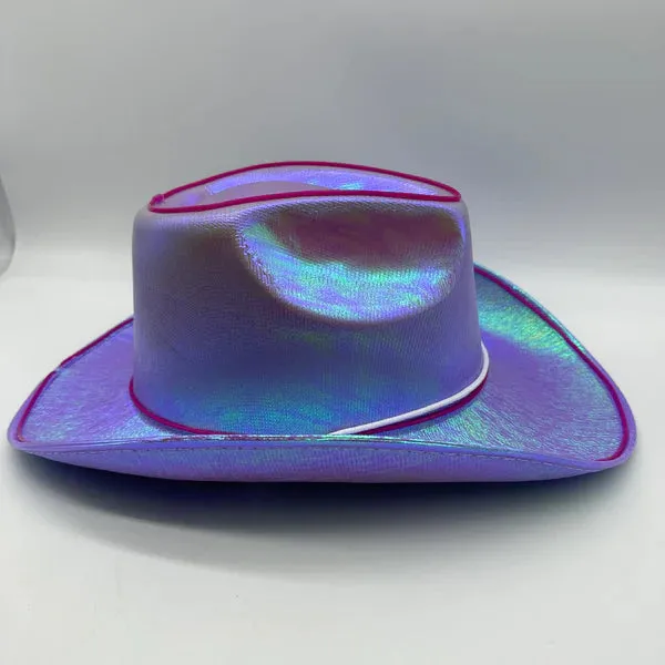 EL WIRE Light Up Iridescent Space Purple Cowboy Hat - Pack of 12 Hats