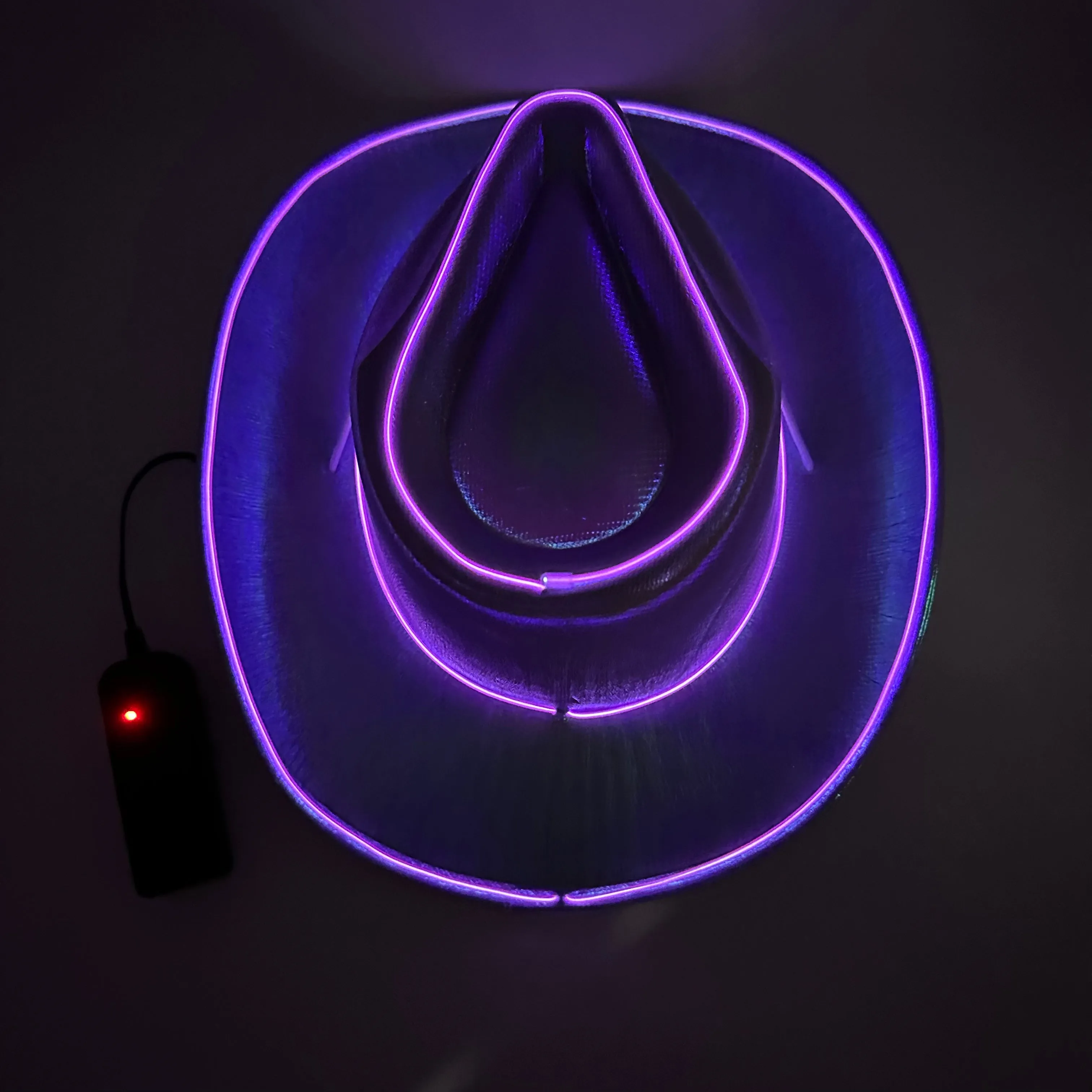 EL WIRE Light Up Iridescent Space Purple Cowboy Hat