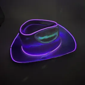 EL WIRE Light Up Iridescent Space Purple Cowboy Hat