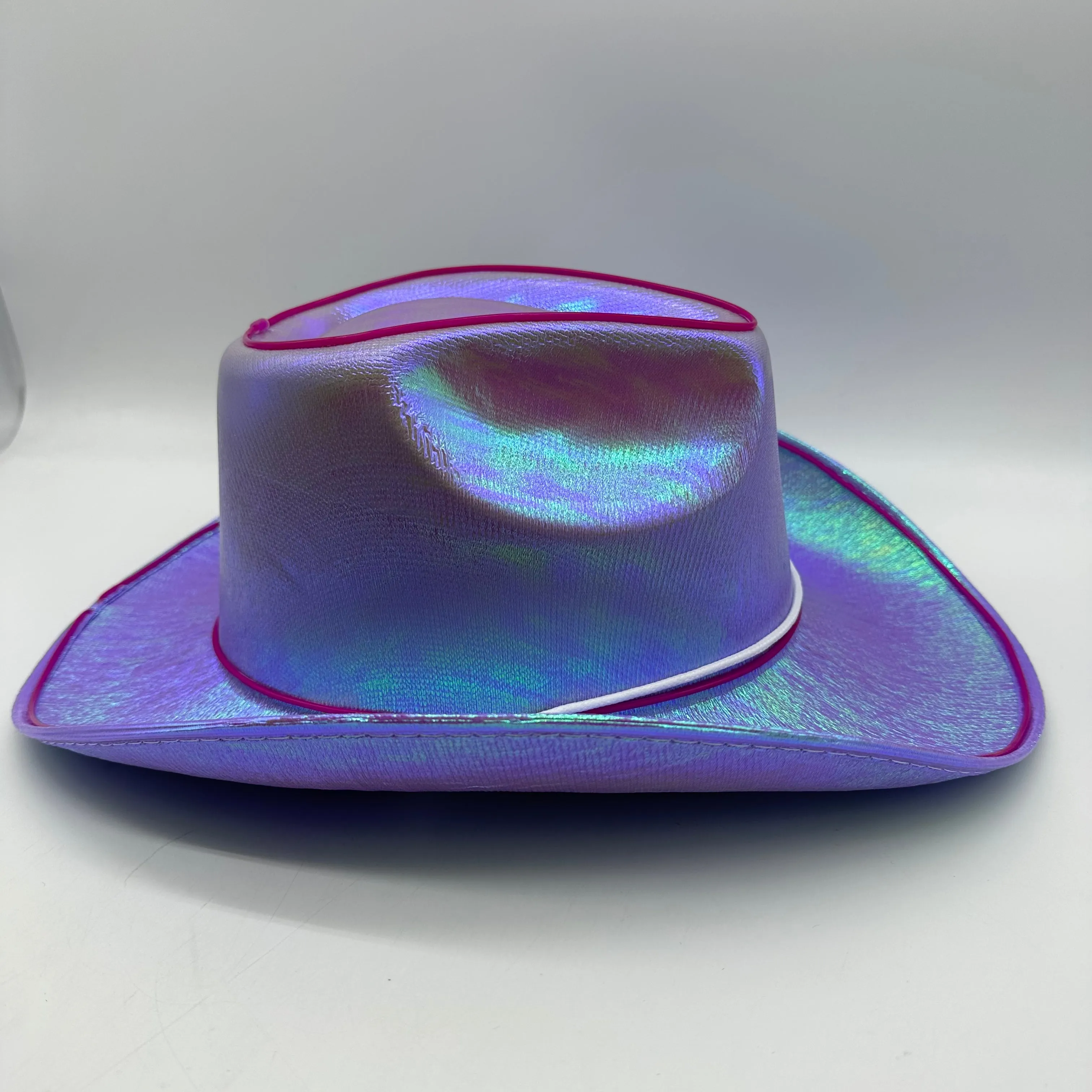 EL WIRE Light Up Iridescent Space Purple Cowboy Hat