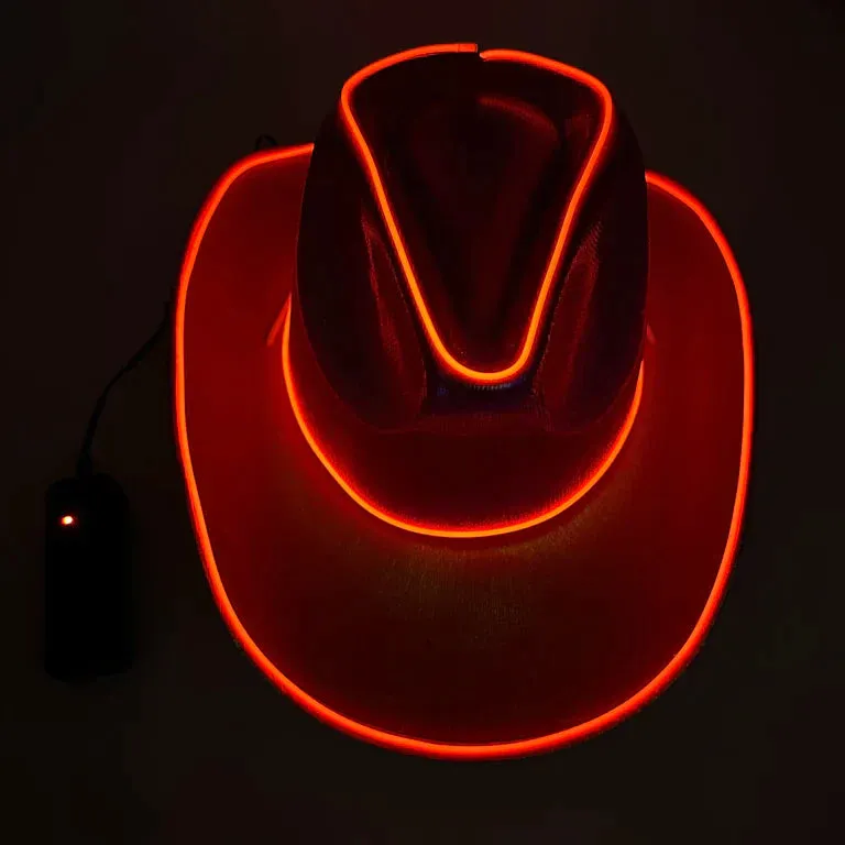 EL WIRE Light Up Iridescent Space Red Cowboy Hat - Pack of 12 Hats