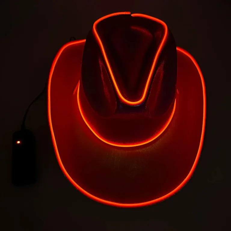 EL WIRE Light Up Iridescent Space Red Cowboy Hat - Pack of 3 Hats