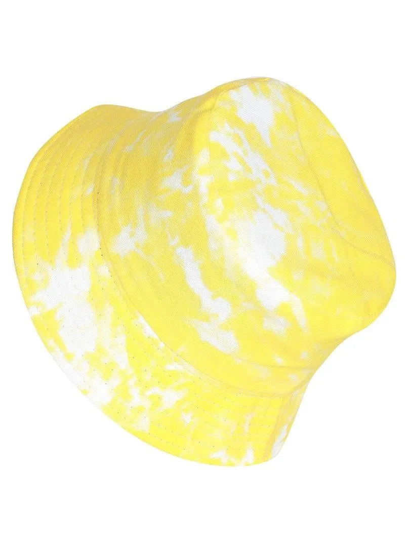 FabSeasons Yellow Reversible Tie-Dye Bucket Hats