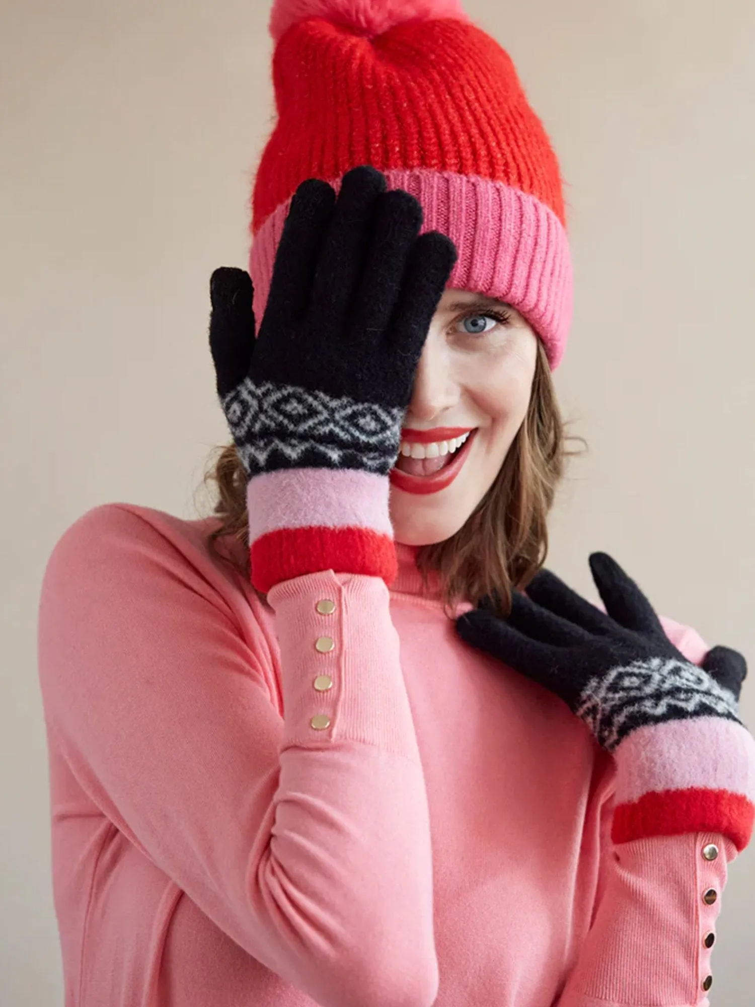 Fair Isle Winter Knit Touchscreen Gloves - Shiraleah