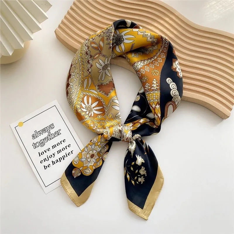 Fashion Elegant Printing Thin Square Dacron Scarf Neck Protection 70*70