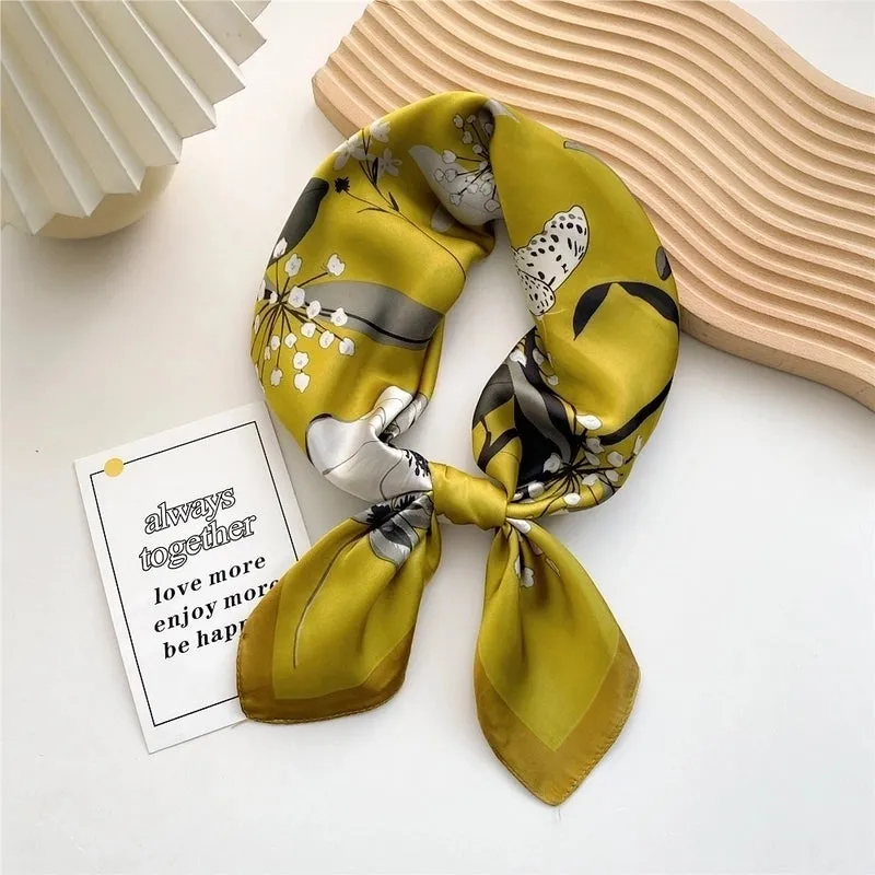 Fashion Elegant Printing Thin Square Dacron Scarf Neck Protection 70*70