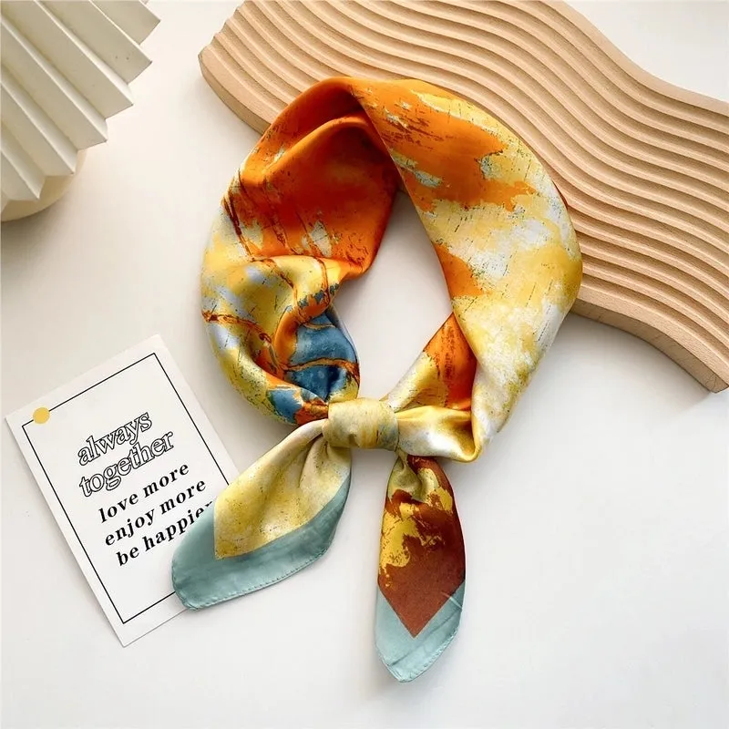 Fashion Elegant Printing Thin Square Dacron Scarf Neck Protection 70*70