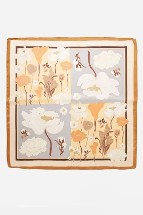 Garden Picnic Taupe Square Satin Scarf