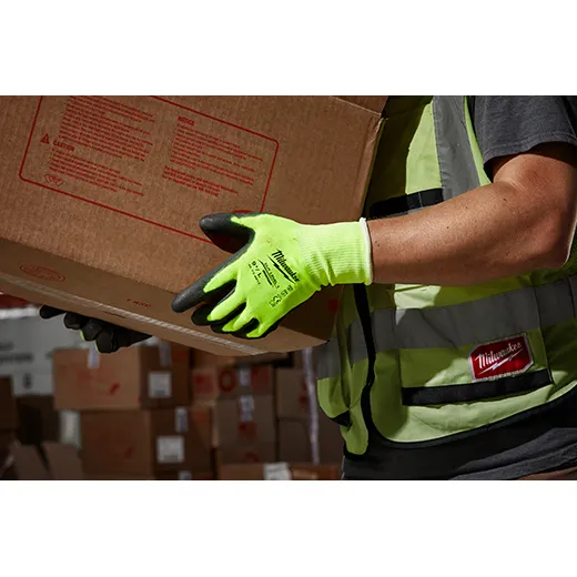 General Purpose Gloves - Milwaukee® High Visibility Cut Level 1 Polyurethane Dipped Gloves, 12 Pack, 48-73-891B