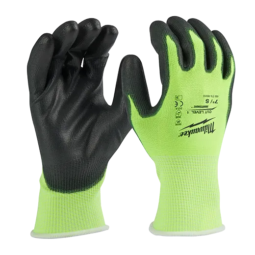 General Purpose Gloves - Milwaukee® High Visibility Cut Level 1 Polyurethane Dipped Gloves, 12 Pack, 48-73-891B