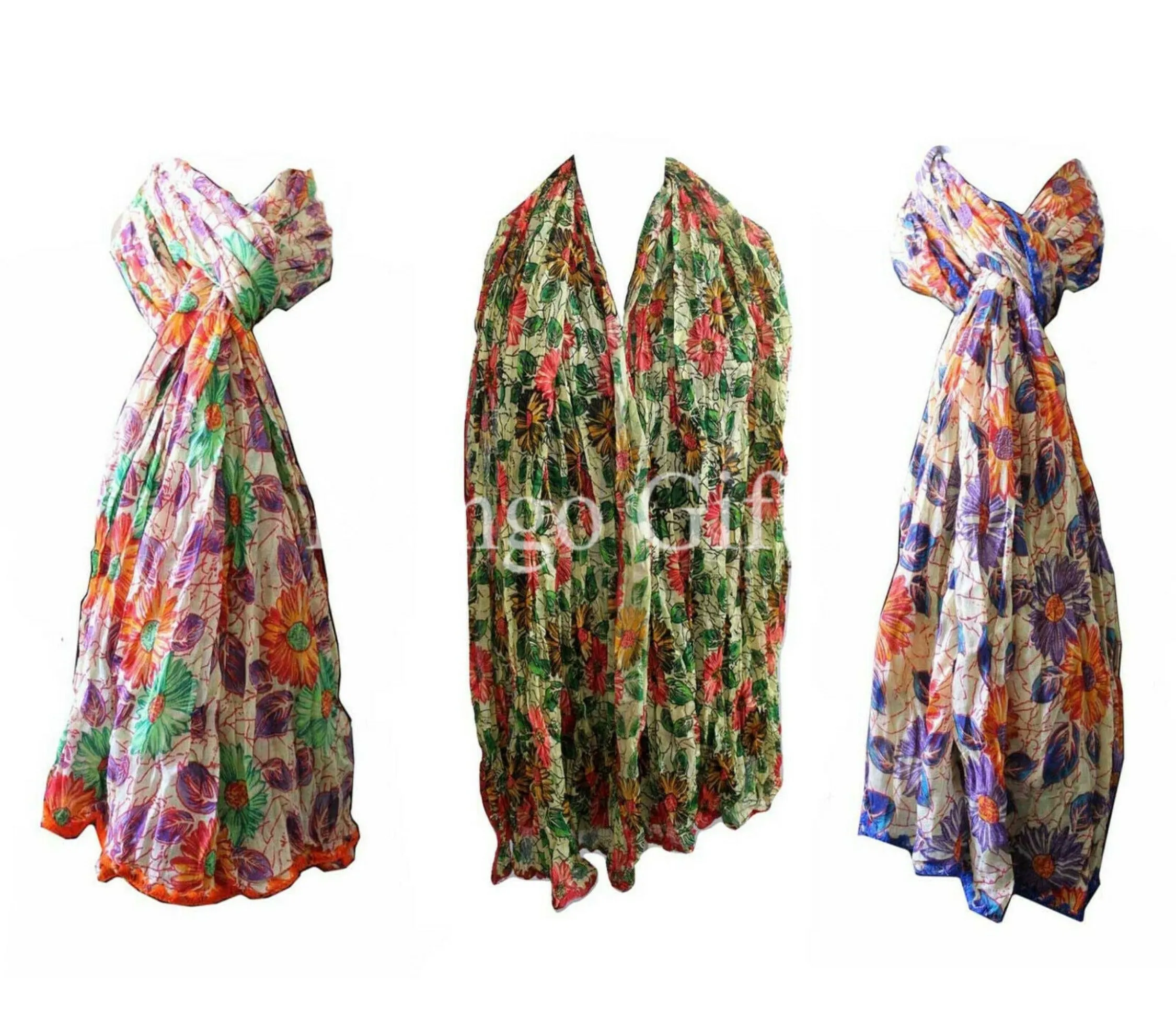 Indian Floral Cotton Scarf Dupatta 100%Cotton Wraps Scarves Multicoloured