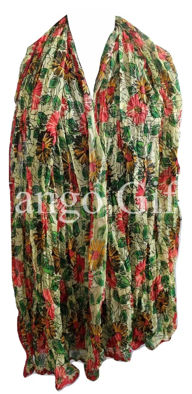 Indian Floral Cotton Scarf Dupatta 100%Cotton Wraps Scarves Multicoloured