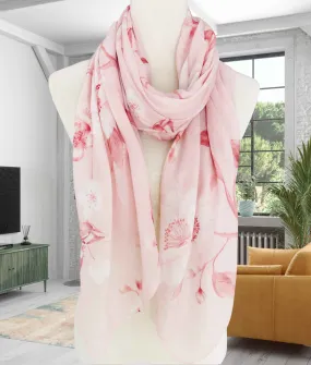 JC0711-101-02 Pink-White Floral Scarf