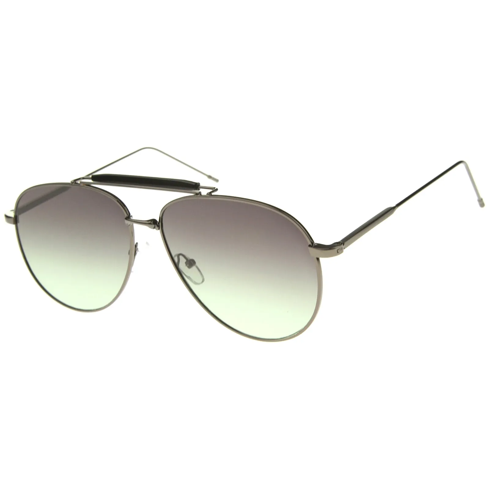 Large Crossbar Oceanic Flat Lens Aviator Sunglasses A213