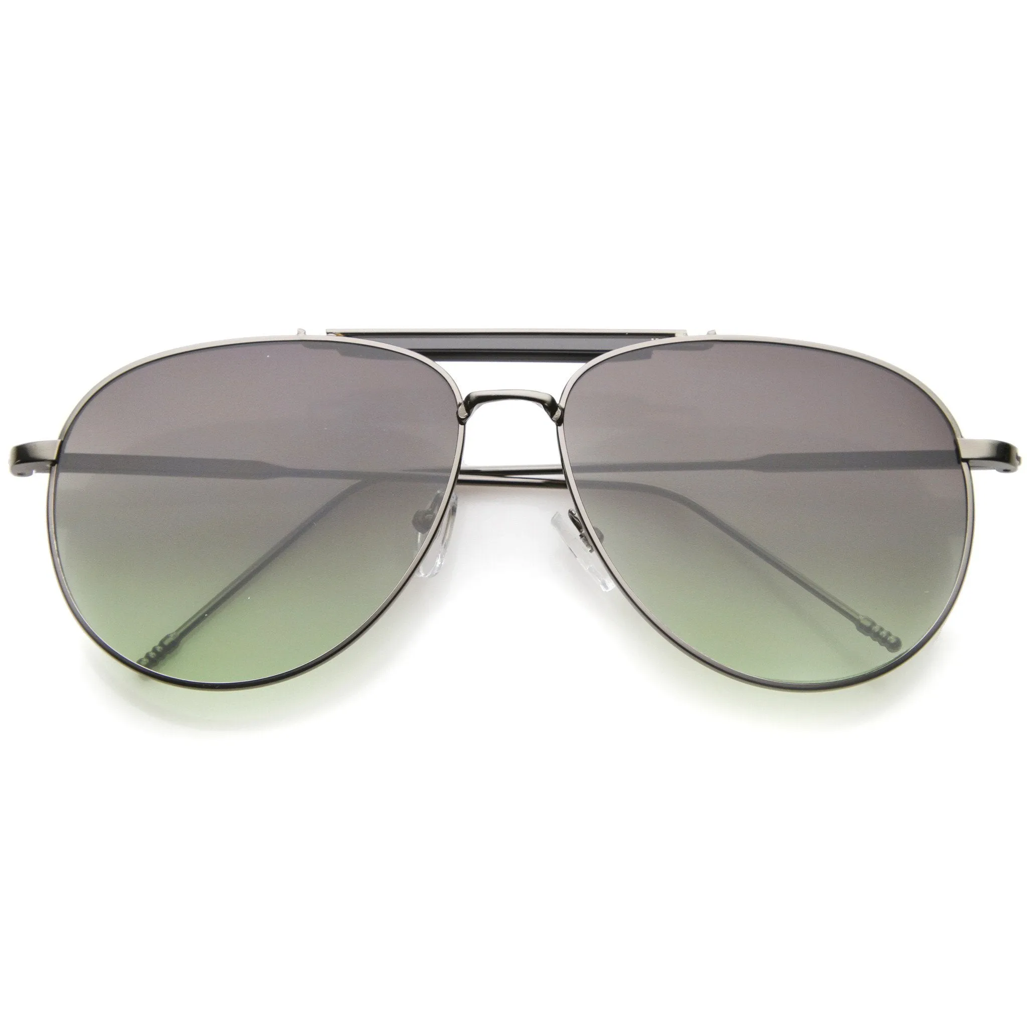 Large Crossbar Oceanic Flat Lens Aviator Sunglasses A213