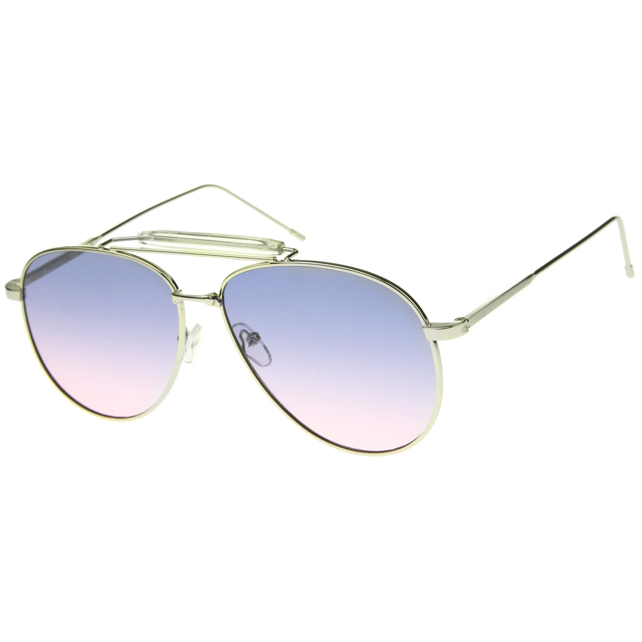 Large Crossbar Oceanic Flat Lens Aviator Sunglasses A213