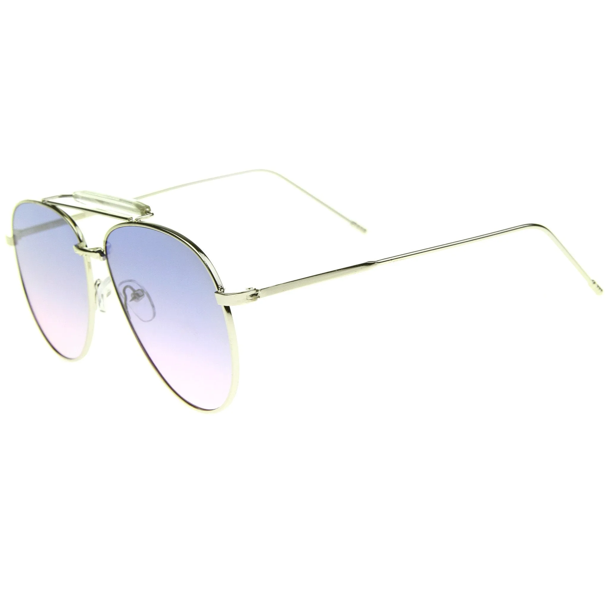 Large Crossbar Oceanic Flat Lens Aviator Sunglasses A213