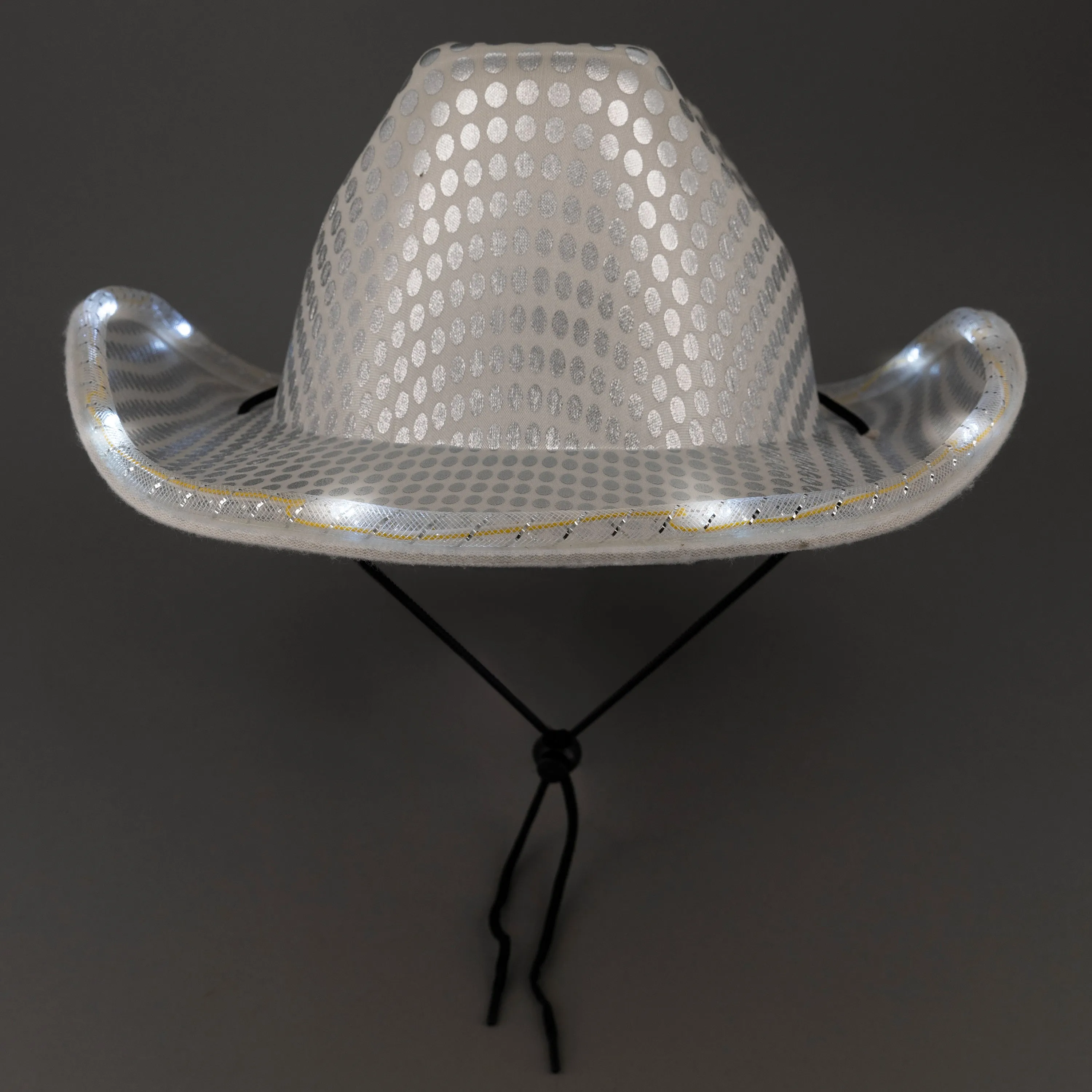 LED Light Up Flashing Sequin  White Cowboy Hat - Pack of 24 Hats