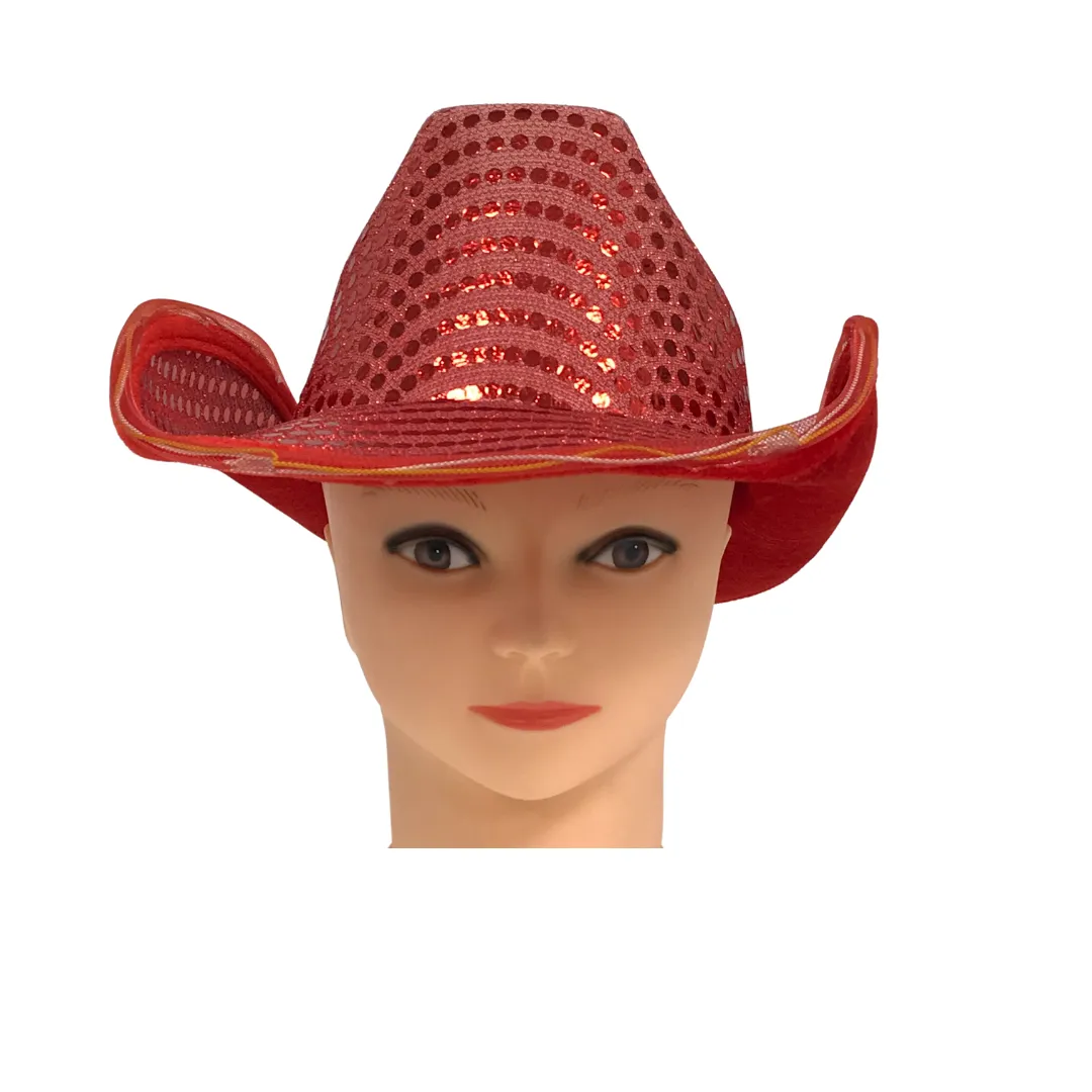 LED Red Cowgirl Hat with 8 Red Lights (Each)