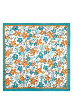 Let Your Dreams Blossom Teal Square Satin Scarf