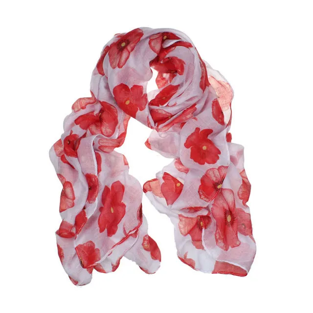 Lovely Floral Print Long Scarves