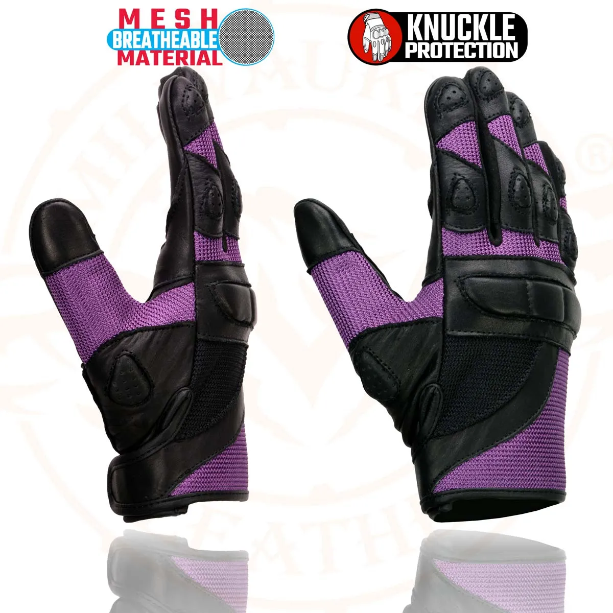 Milwaukee Leather SH802 Women's Black and Purple Leather with Mesh