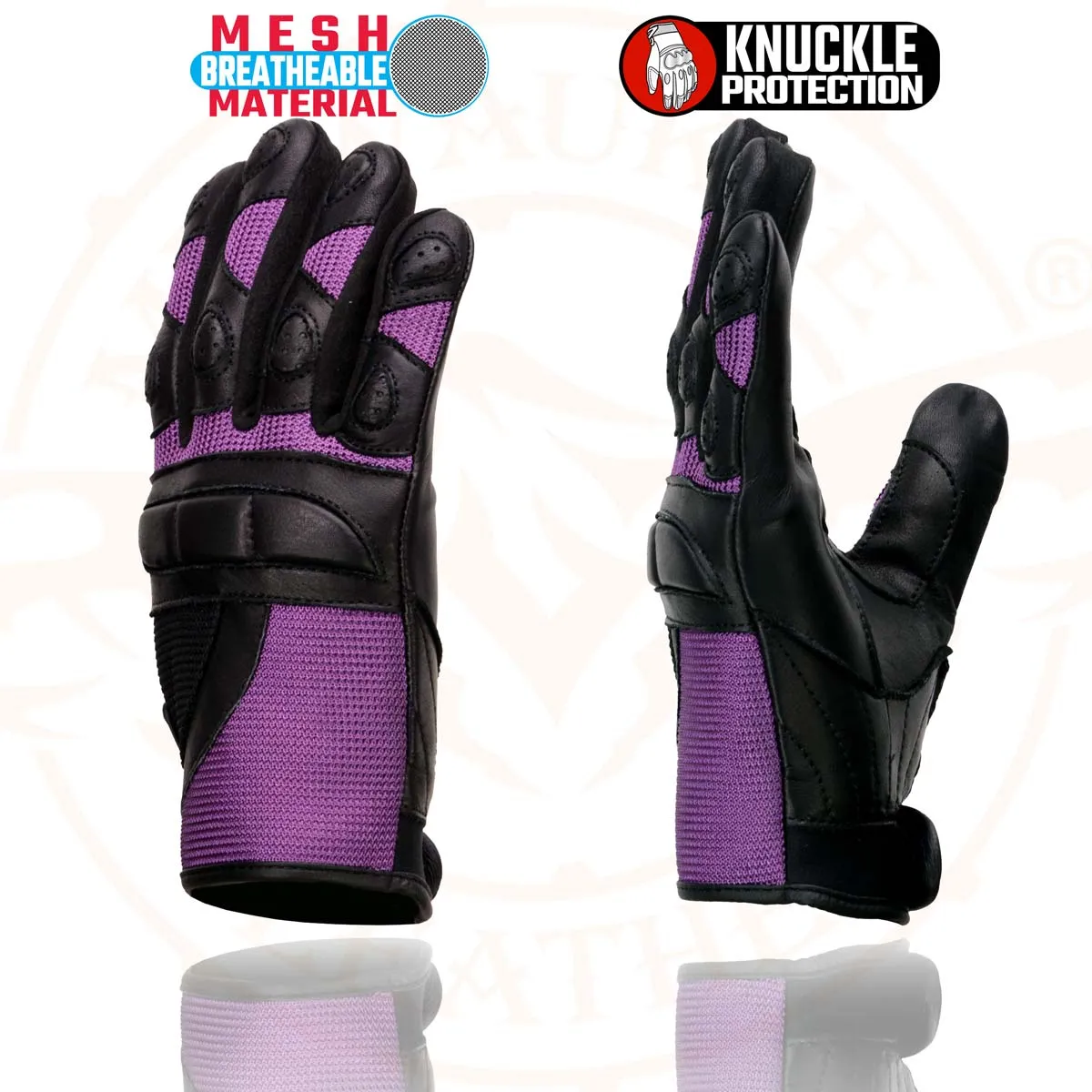 Milwaukee Leather SH802 Women's Black and Purple Leather with Mesh