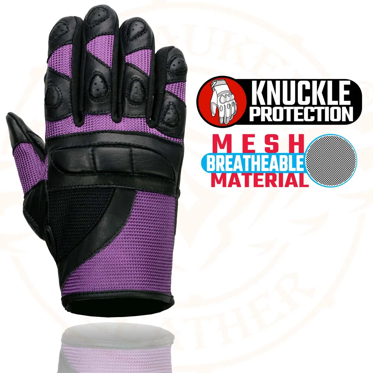 Milwaukee Leather SH802 Women's Black and Purple Leather with Mesh