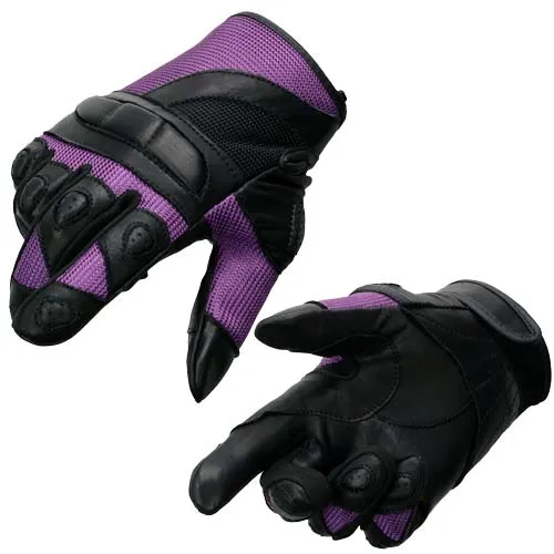 Milwaukee Leather SH802 Women's Black and Purple Leather with Mesh