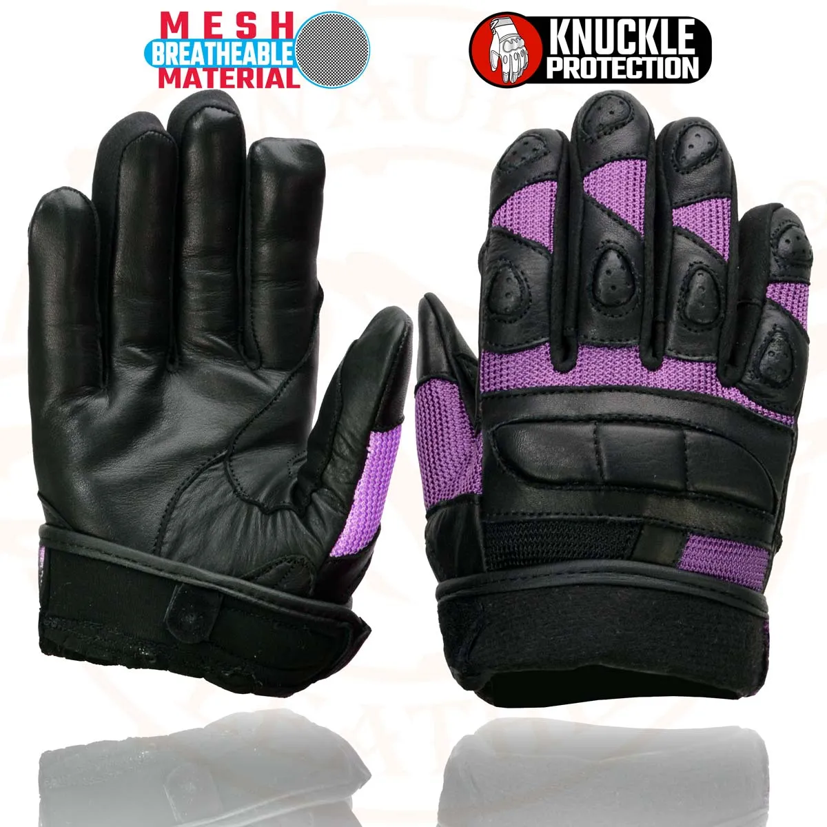 Milwaukee Leather SH802 Women's Black and Purple Leather with Mesh