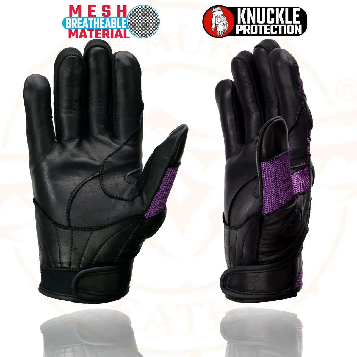 Milwaukee Leather SH802 Women's Black and Purple Leather with Mesh