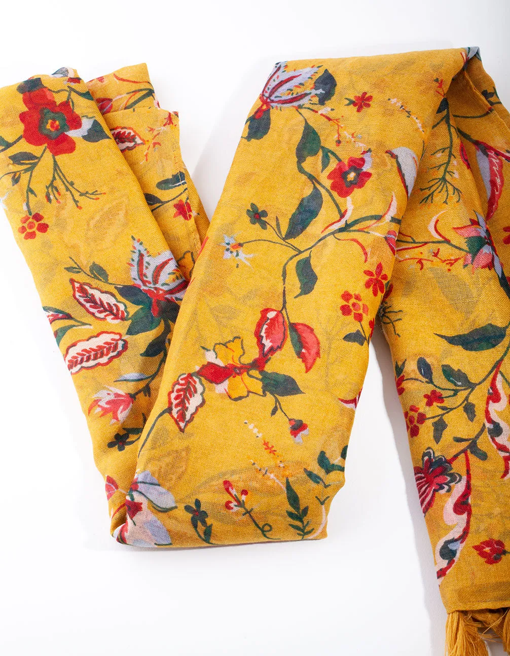 Mustard Floral Print Scarf