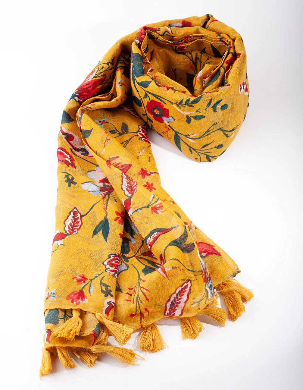 Mustard Floral Print Scarf