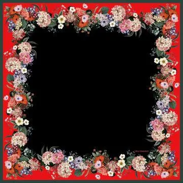 Orla Ermanno Floral border red/black/green  OE306 90cm