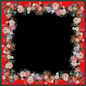 Orla Ermanno Floral border red/black/green  OE306 90cm