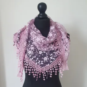 Pink Floral Triangle Scarf