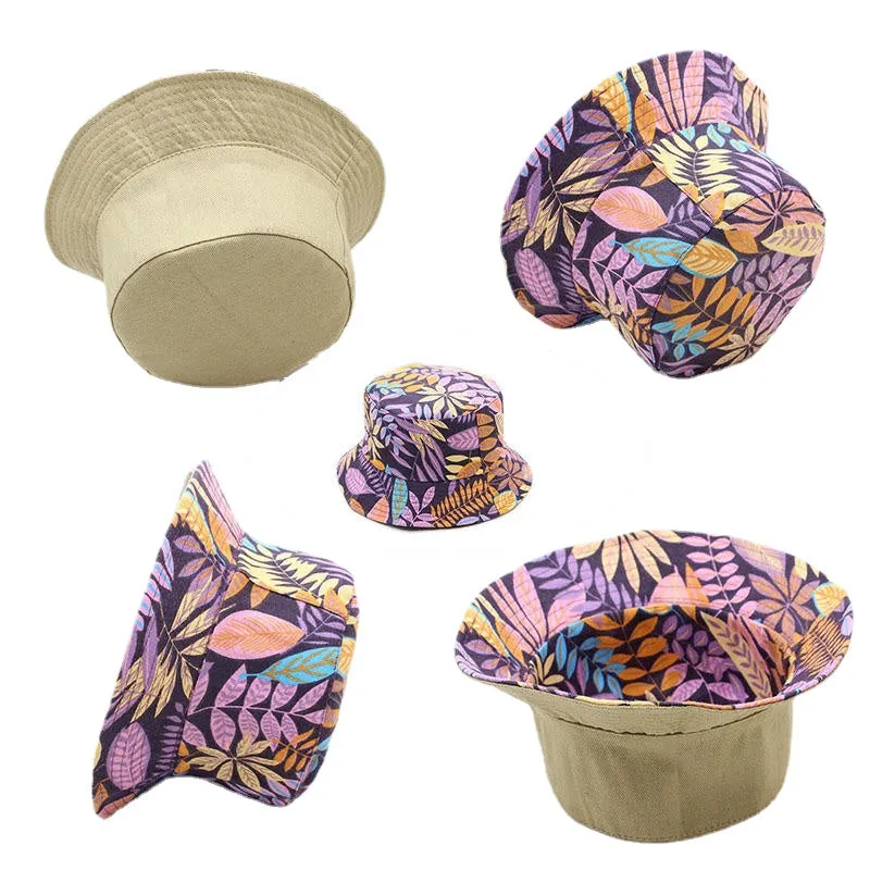 Printed Double-sided Visor With Foldable Cap Sunscreen Visor Fisherman Bucket Hat