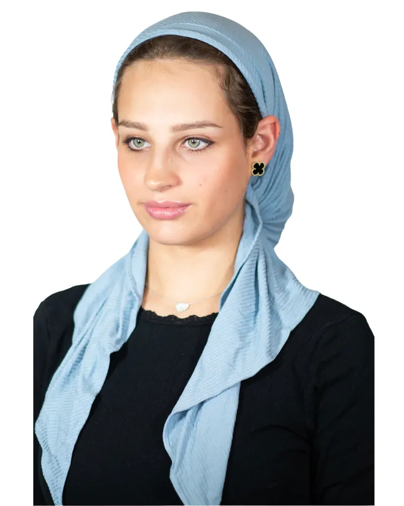 Ribbed Blue Adjustable Pre-Tied Bandanna with Full Non Slip Grip