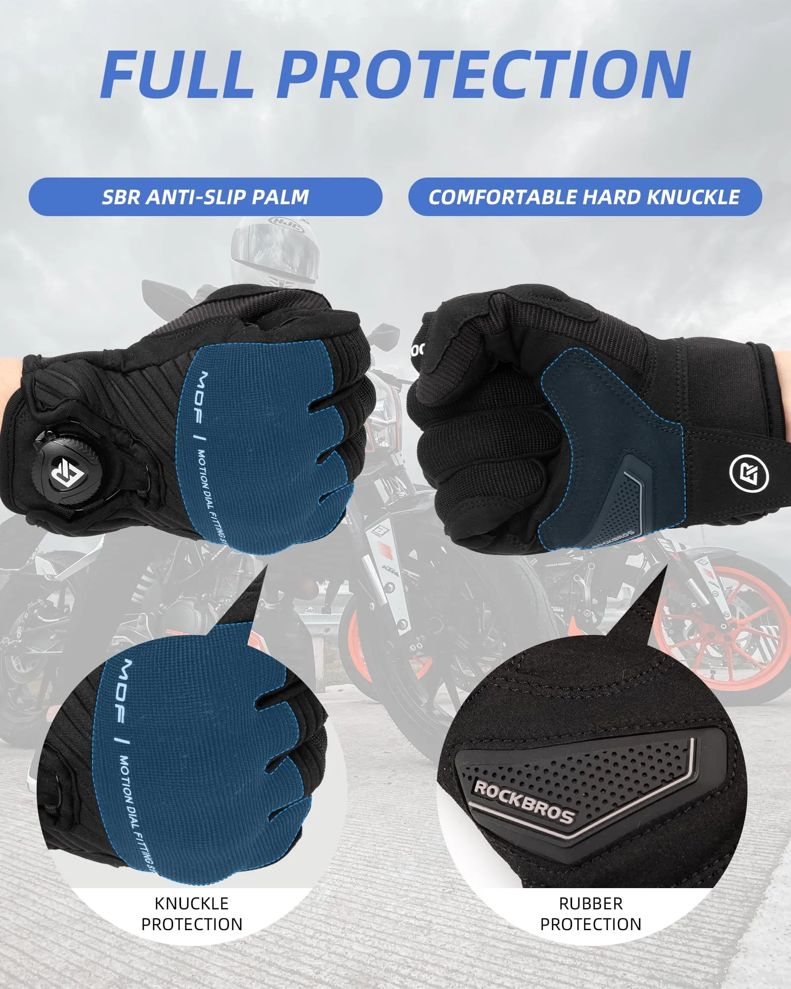 ROCKBROS Motorcycle Gloves for Men Women Touchscreen Hard Knuckles Breathable MTB