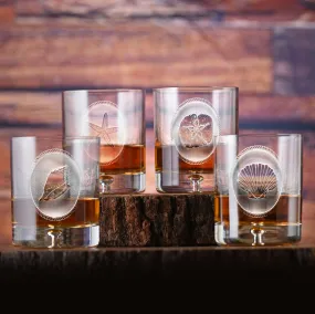 Seashell Beach Theme Whiskey Glasses