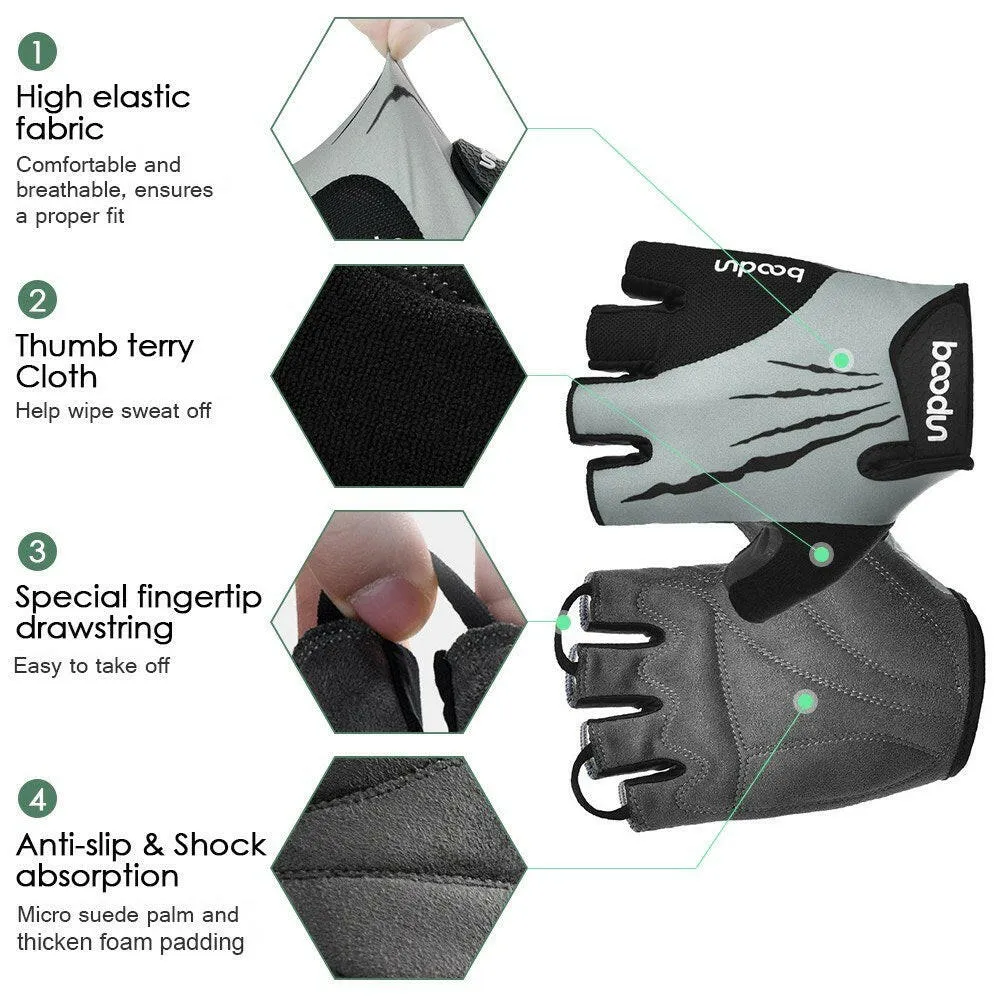 Sport Gloves Anti-skid Cycling Half Finger Gloves Shock Absorbing Padded Weight Lifting Gloves Outdoor Breathable MTB Gloves Bicycle Mitten