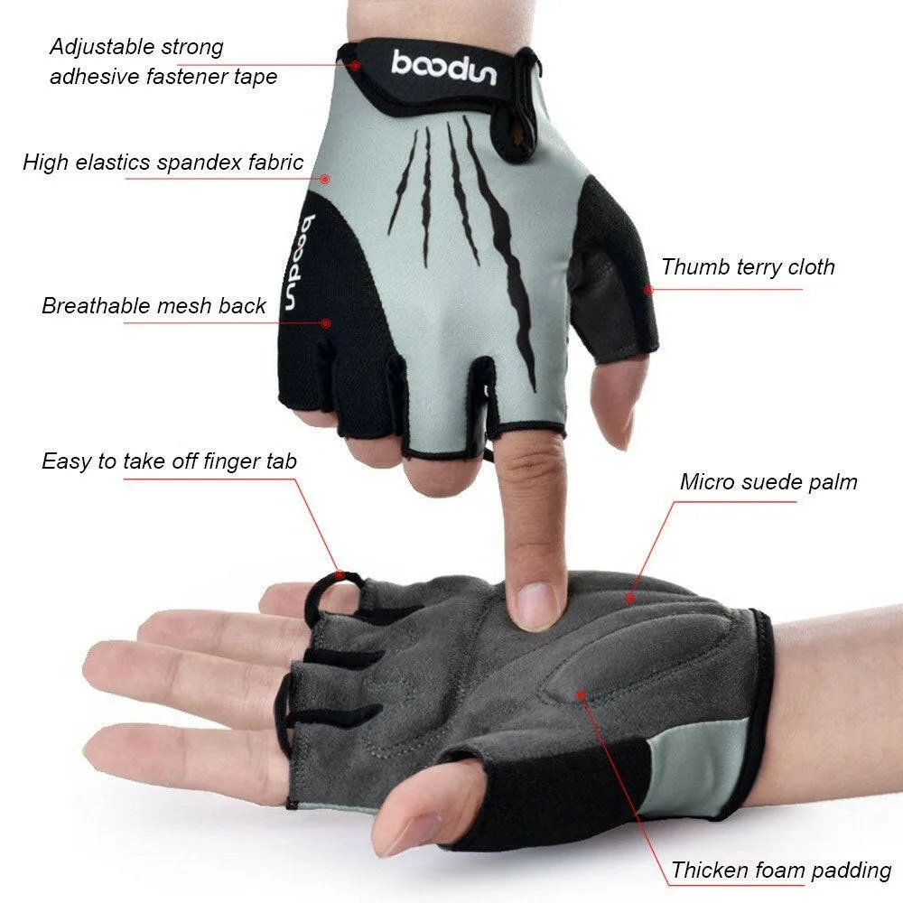 Sport Gloves Anti-skid Cycling Half Finger Gloves Shock Absorbing Padded Weight Lifting Gloves Outdoor Breathable MTB Gloves Bicycle Mitten