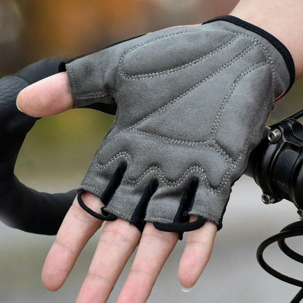 Sport Gloves Anti-skid Cycling Half Finger Gloves Shock Absorbing Padded Weight Lifting Gloves Outdoor Breathable MTB Gloves Bicycle Mitten